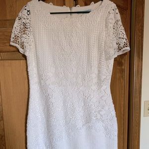 Antonio Melani white crochet combination dress